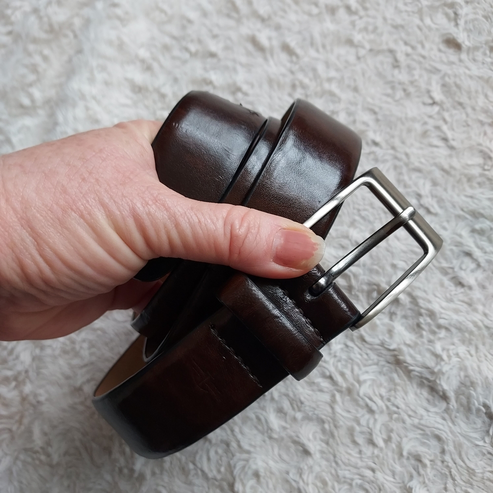 Men's Dockers Dark Brown Leather Belt 34-36 Capsule Wardrobe Casual Office